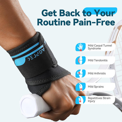 AGPTEK Wrist Hand Brace for Mild Carpal Tunnel Syndrome Arthritis Tendonitis Pain Relief, Adjustable Wrist Support for Weightlifting, Gym, Wrok, Sports, Daily Use- Right Hand