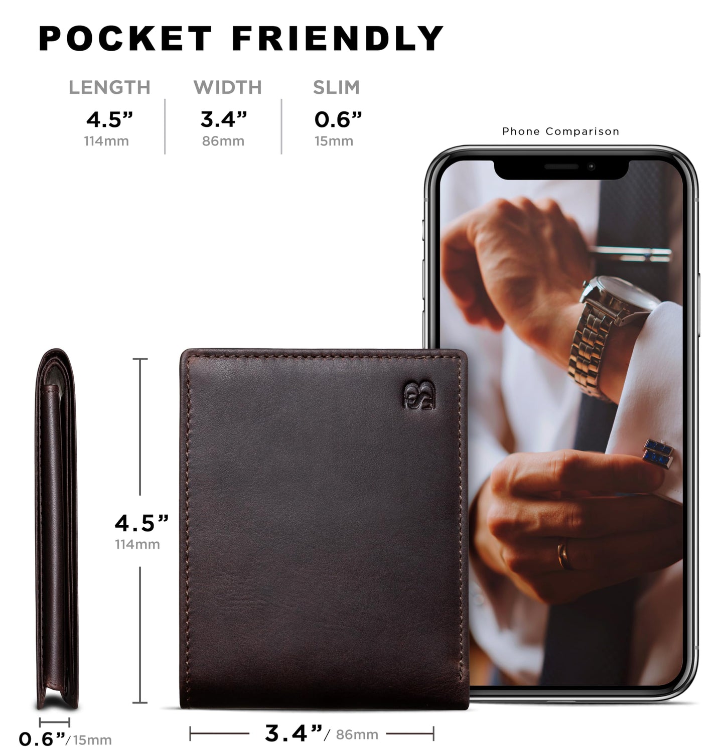 Full Grain Leather Wallet for Men | RFID Blocking | Extra Capacity Bifold Wallet with ID Windows | Ultra Strong Stitching | Slim Billfold with 13 Card Slots | Gift for Him (Texas Brown Venture)
