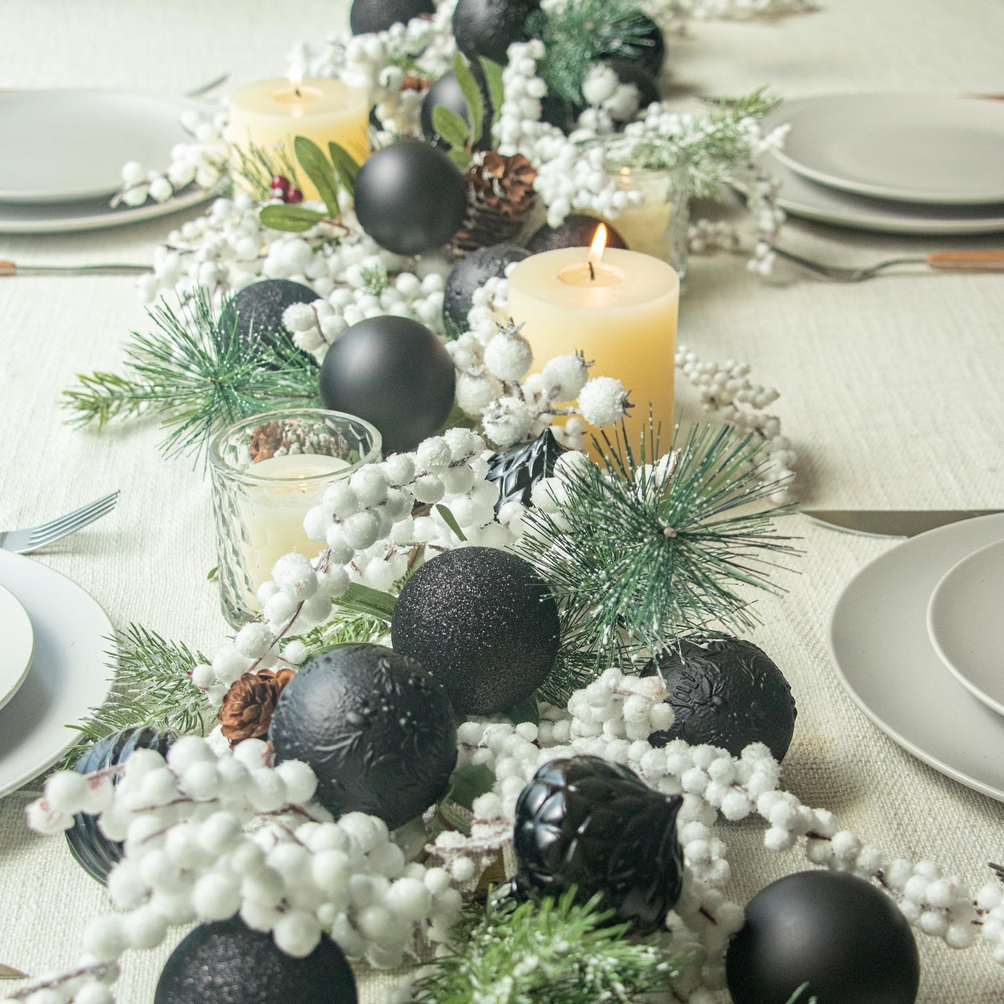 KI Store Black Christmas Balls 20pcs 3.15-Inch Christmas Tree Decoration Ornaments for Xmas Tree Halloween Wreath Garland Decor Ornaments Hooks Included