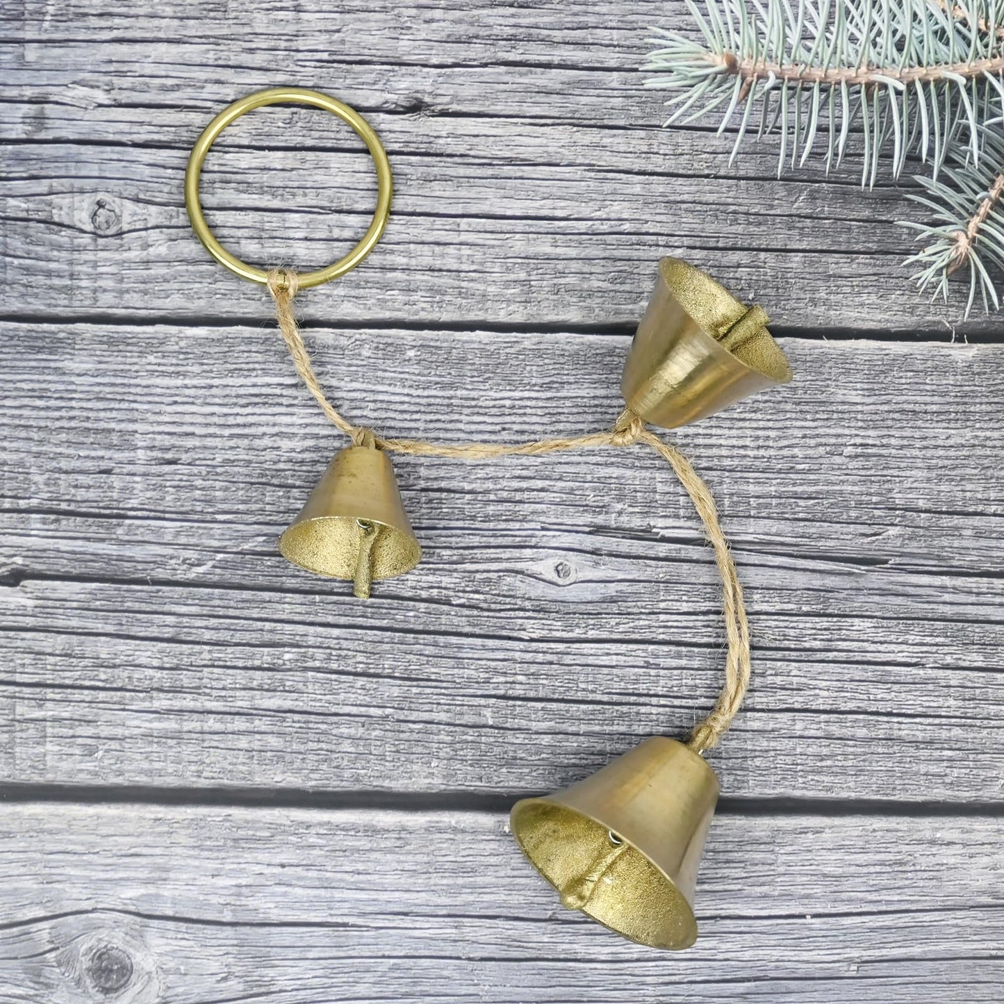 Brass Rustic Hanging Bells for Door Knob Decoration, Home Garden Decor Shopkeepers Bell on Rope