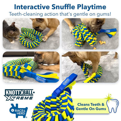 Race&Herd KnottyBall Xtreme Snuffle Ball for Dogs - Interactive Dog Puzzle Toy for Smart Dogs, Treat Puzzle Toys for Dogs Enrichment, Dog Snuffle Toy Ball Treat Dispensing Smart Dog Toys