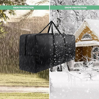 Cushion Storage Bag 420D Waterproof 68" Rectangular Outdoor Patio Cushion Storage Bags — Outdoor Cushion Storage Bag with Zipper and Handles Extra Large Storage Bags 68" L x 29" H x 20" W Black