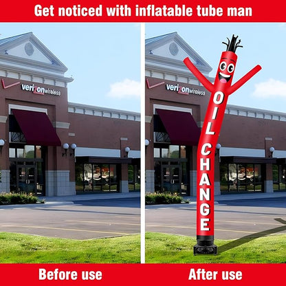 20FT Tall Inflatable Tube Man Oil Change Wacky Wavy Dancing Guy with 1.5 HP Weather-Resistant Blower (18''Diameter) for Outdoor Decoration Advertising Business Promotion