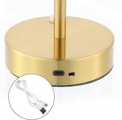 JONATHAN Y JYL7108C Natalia 12.25" Modern Minimalist Iron Rechargeable Integrated LED Table Lamp Contemporary Bedside Desk Nightstand Lamp for Bedroom Living Room Office, Brass Gold/White