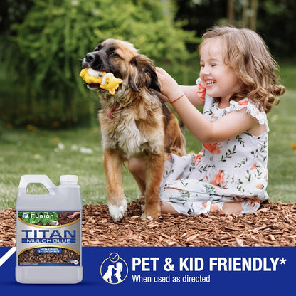 Titan Mulch Glue for Landscaping, Fast-Dry, Non-Toxic, Strong Mulch Glue for Rocks, Prevents Washout & Erosion in Flowerbeds & Gardens, Long-Lasting Stabilizer (128 Fl Oz) by Fusion Chemical