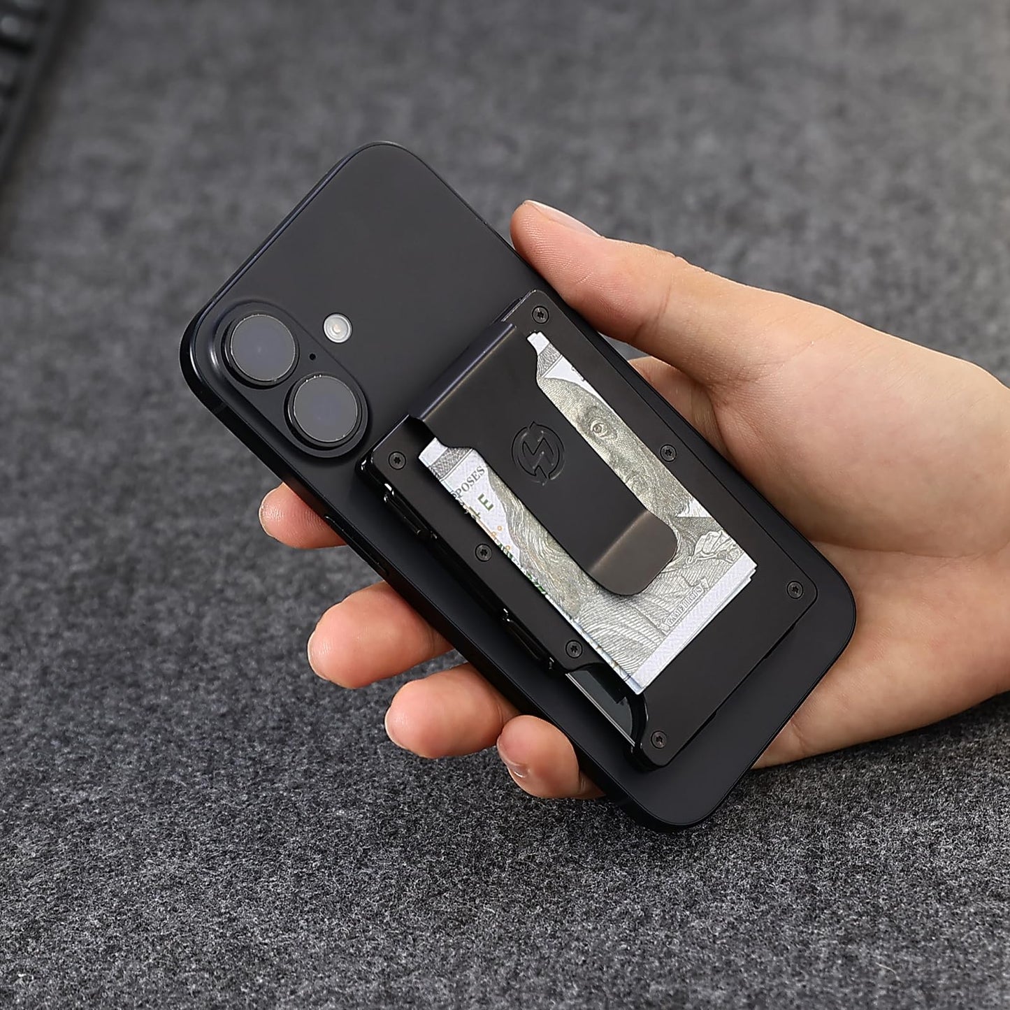 HIESGIE Compatible with MagSafe Wallet, Slim Wallet for Men with Money Clip, Rfid Blocking Metal Card Holder, Minimalist Magnetic Wallet Compatible with iPhone 16/15/14/13/12 Series - Classic Black