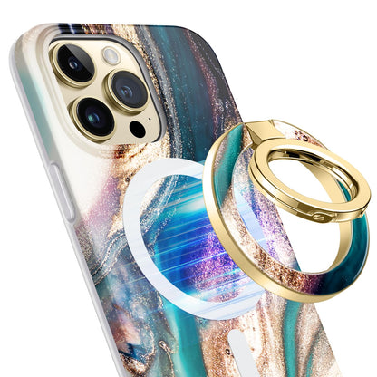 GVIEWIN Magnetic Phone Ring Holder, Compatible with MagSafe Phone Grip with Adjustable Stand, Magnet Phone Ring Kickstand for iPhone 17/16/15/14/13/12 Pro Max Plus Air/Other Phones (Glitter/Silver)