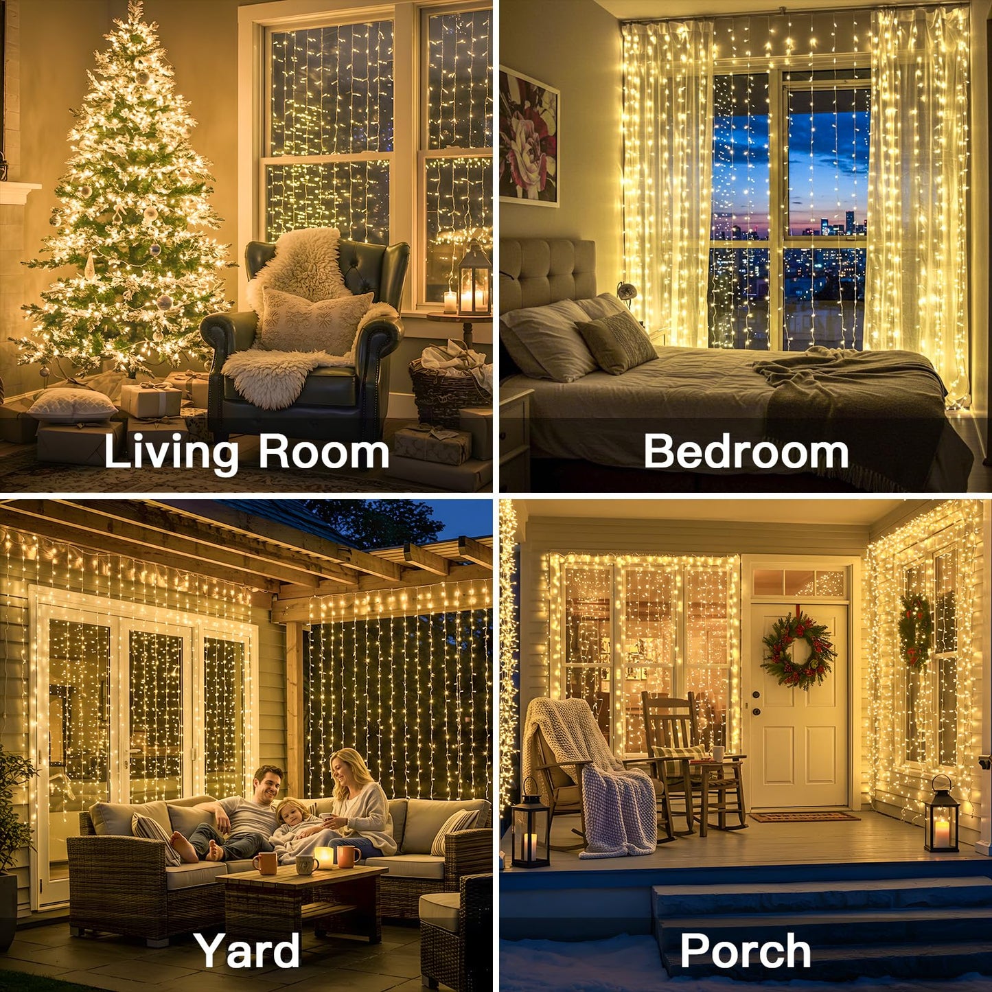 suddus Curtain Lights for Bedroom, 300 Led 9.8x9.8ft Curtain Lights for Backdrop, Curtain String Lights for Christmas, Dorm, Wall, Backdrop, Window, Wedding, Party, Birthday, Warm White（Plug in）