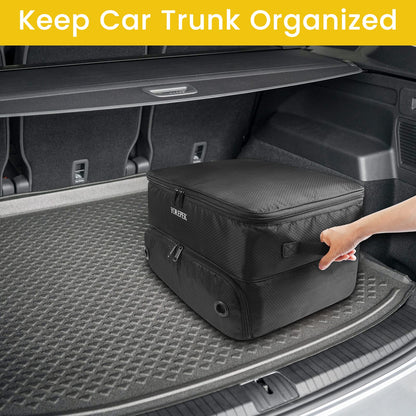 YOREPEK Large 2 Layer Golf Trunk Organizer for 2 Size 14 Pair Shoes, Water Resistant Car Trunk Locker with Separate Ventilated Compartment, Golfing Gear Storage for Men, Unique Golf Gifts, BLACK