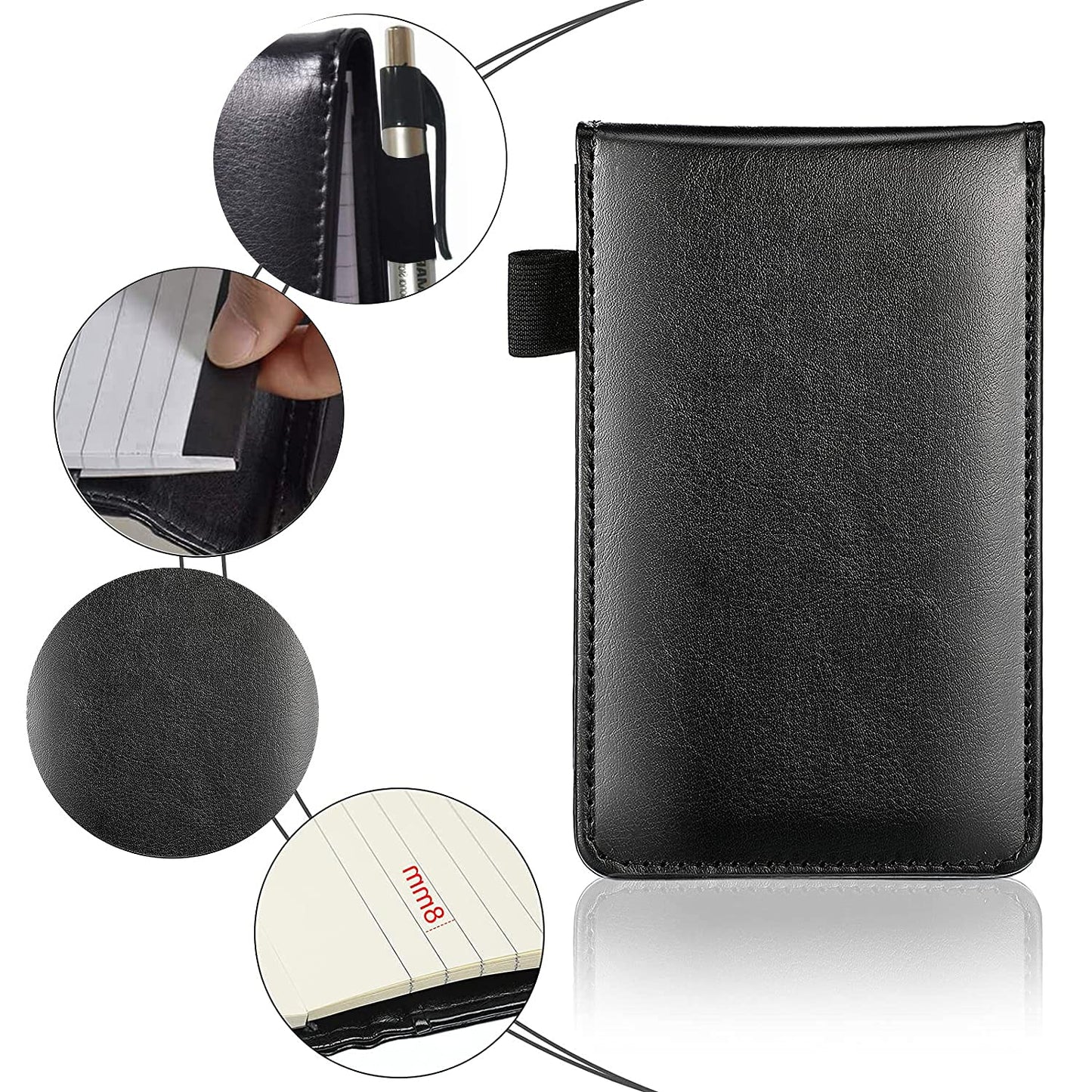 itechpanda 2 Pack Small Pocket PU Leather Business Notebook Cover Jotter Multifunction A7 Mini Notepad (Black + Brown)