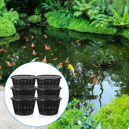 mekueeex 6 Pcs Hydroponic Baskets Aquatic Black Plastic Garden Mesh Net Pot Hydroponic Pots Slotted Pond Basket Aquarium Plant Pots for Lily Hydroponic Nursery Grow Planting Supplies