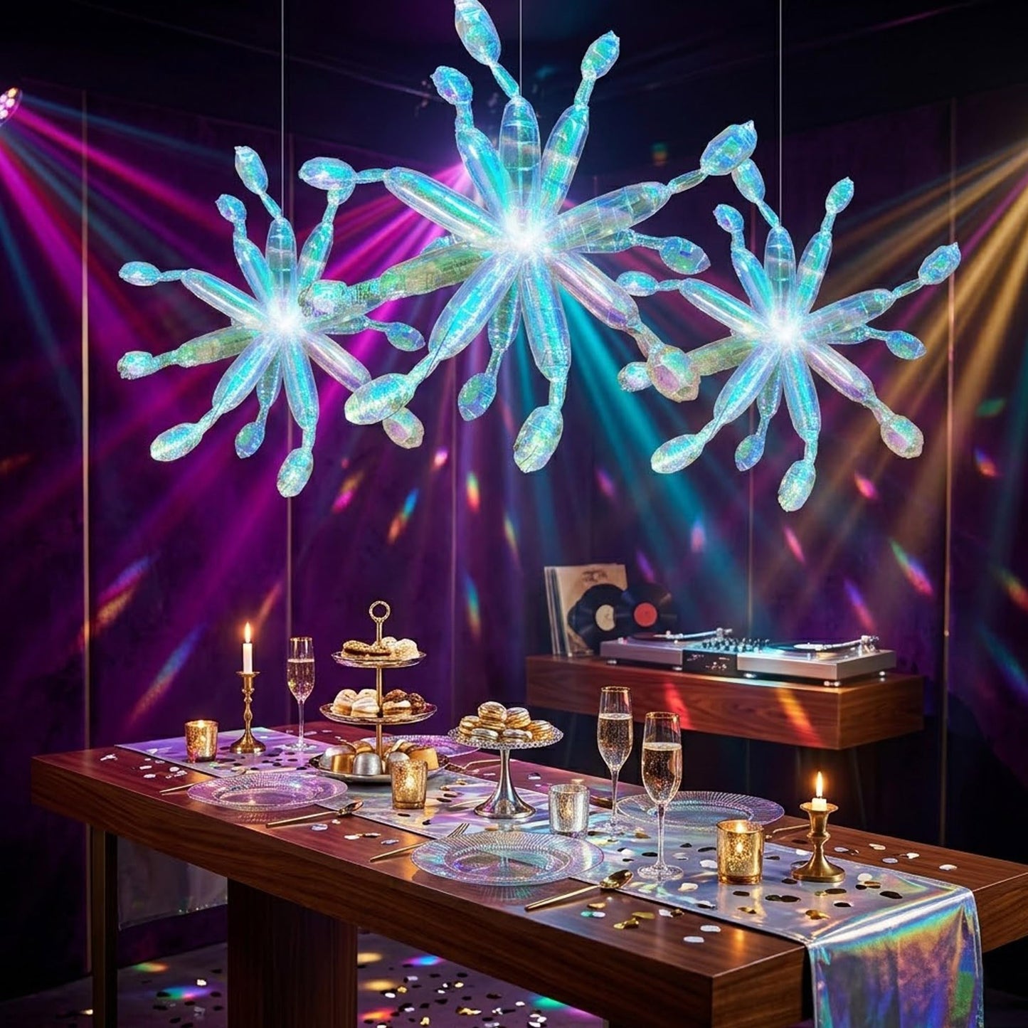 40-Inch Iridescent Star burst Foil Balloon Kit – 36pcs Rainbow Holographic DIY Bursting Firework for Weddings, Anniversaries, Birthdays & Event Centerpieces (12 Cones = 1 Star)