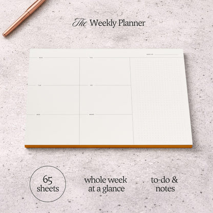 Weekly To-Do List Notepad – Desk Pad for Work and Study, Orange, 11.7x8.3 Inches
