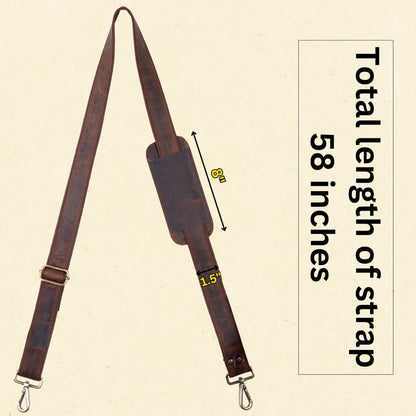 Hell Blues Bag Strap Replacement - Genuine Leather double layered with Brass Swivels Adjustable Shoulder Strap for Messenger, Laptop, Camera, Travel Bags (Cinnamon Rustic Brown)
