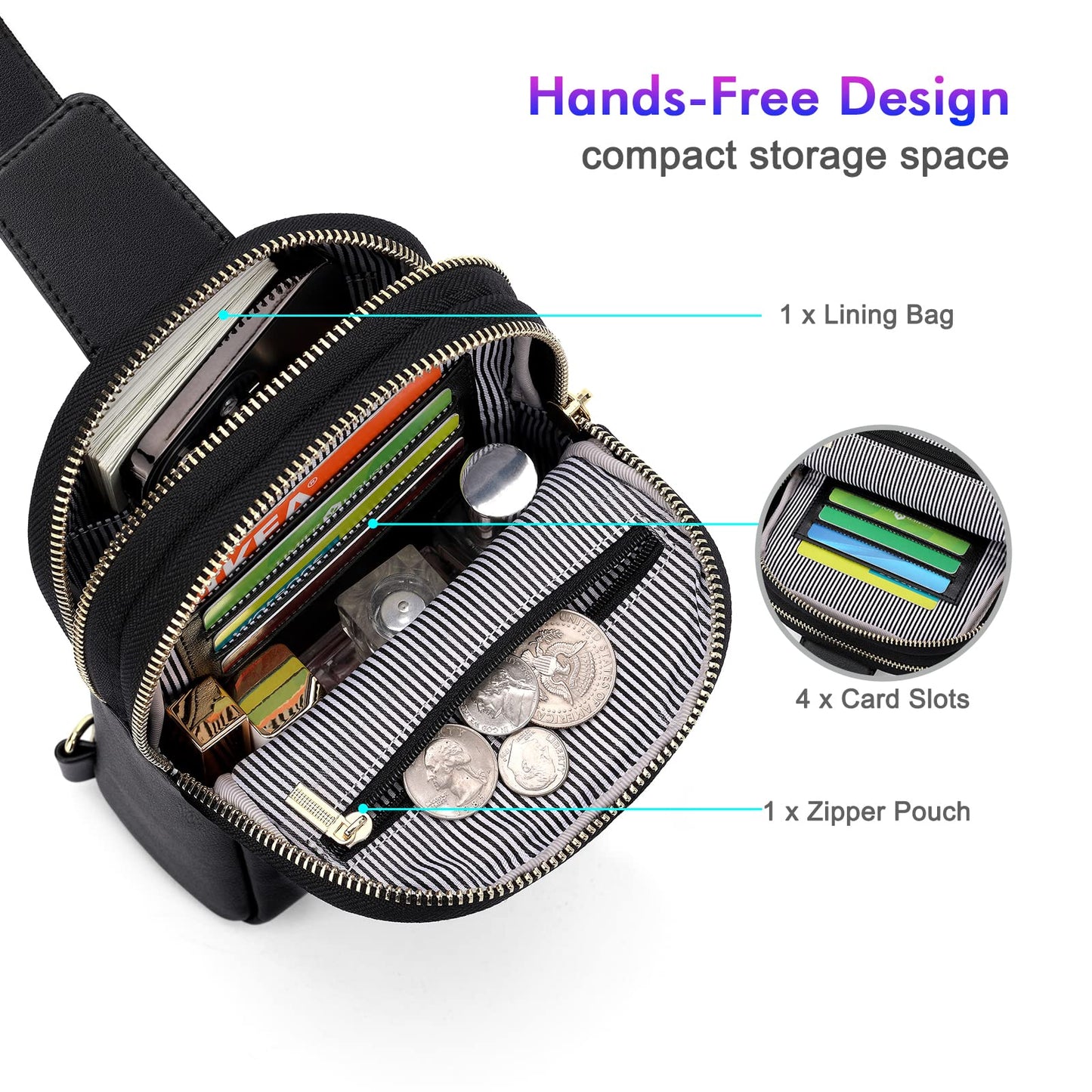 nuoku RFID Blocking Sling Bag for Women, Vegan Leather Anti Theft Crossbody Purse, Lightweight Small Chest Bag for Everyday Travel