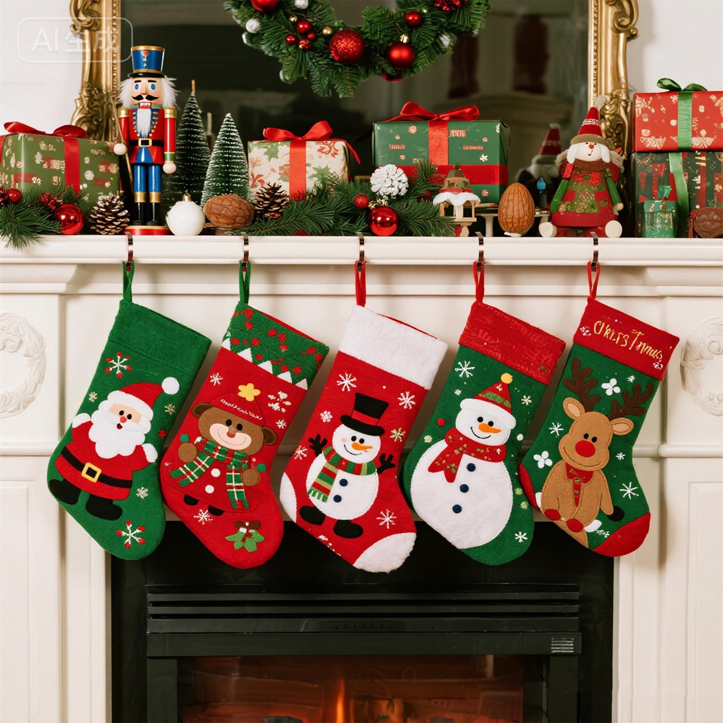 YOFIT Christmas Stocking Holders for Mantle Set of 6, Adjustable and Lightweight Stocking Hanger, Multi-Use Stocking Hooks for Fireplace Mantel Christmas Home Xmas Party Decor