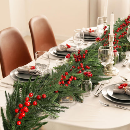 Christmas Norfolk Pine Garland,Real Touch Faux Winter Greenery Garland with Light for Stairs Table Fireplace Backdrop Wall,Christmas Holiday Seasonal Winter Decor (9ft)