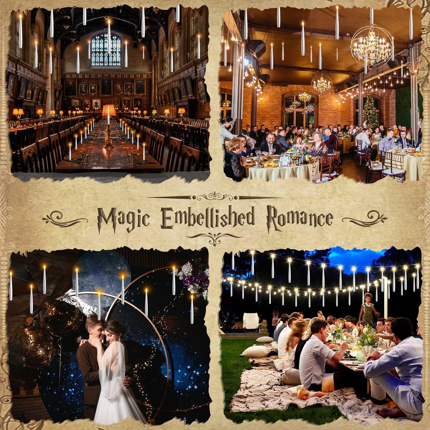 TLPUHU Floating Candles with Wand - 18 Pcs Christmas Decorations Magic Flameless Candles Flickering Warm Light Battery Operated LED Hanging Candles for Christmas Window Bedroom Birthday Party Decor