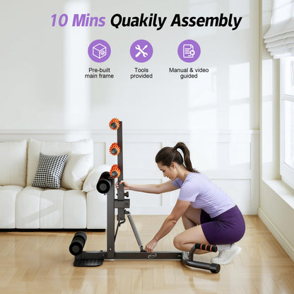 VZYTV Deep Squat Machine, Adjustable Glutes Trainer Machine, Core & Abs for Low Impact Lower Body Workouts, Home Gym Push-Up Exercises, Easy to Assemble, 350Lbs Weight Capacity