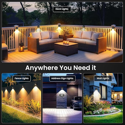SOLPEX Solar Lights Outdoor Waterproof IP65, Solar Stair Lights Outdoor for Fence, Deck, Step, Dual Color LED 3 Lighting Modes House Wall Light for Porch, Backyard, Fence, Garden Decor-8 Pack