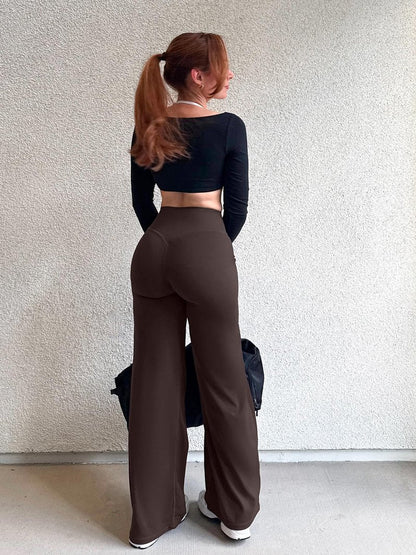 YEOREO Workout Leggings Womens No Front Seam Straight Leggings 29" High Waist Buttery Eddiy Gym Yoga Pants Dark Brown XL