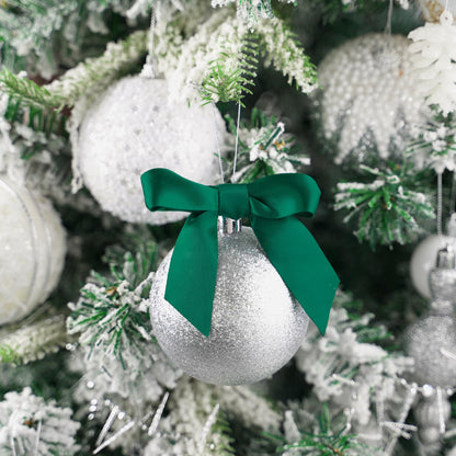 AIMUDI Twist Tie Bows for Treat Bags 3.5" Hunter Green Satin Ribbon Bows for Crafts Premade Bows with Twist Ties for Christmas Cake Pop Candy Apple Small Bows for Gift Wrapping Wedding Decor, 50 PCs