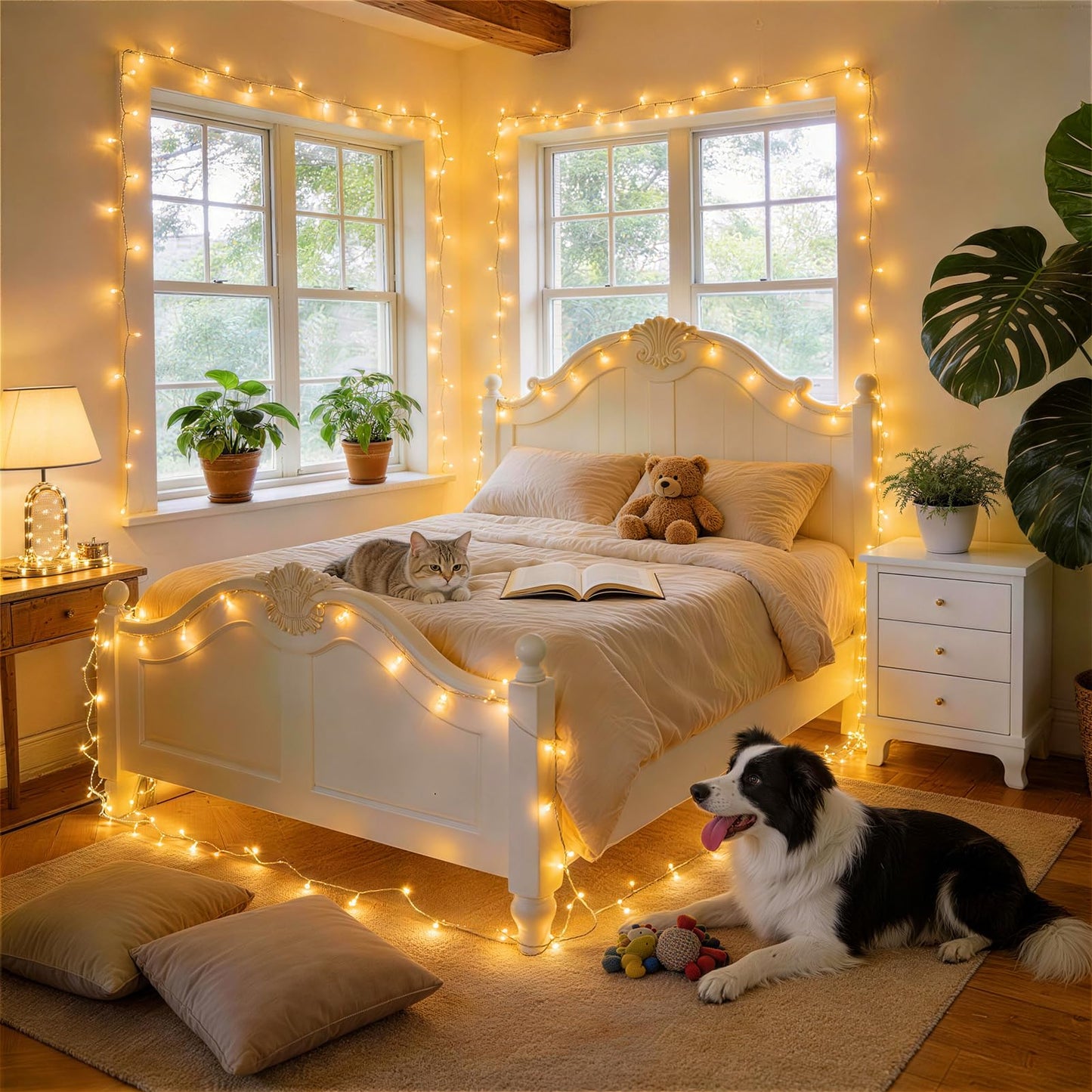 KNONEW 403ft 1000 LED Christmas String Lights Outdoor 8 Modes & Timer Fairy Light Plug in Waterproof LED Wedding Lights for Xmas Yard Tree Party Holiday Decor (Warm White)