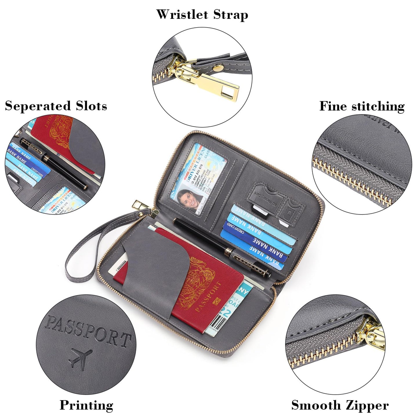 LEEXTON Leather RFID Blocking Passport Holder Travel Wallet, Passport Cover/Travel Wallet for Women/Men with
