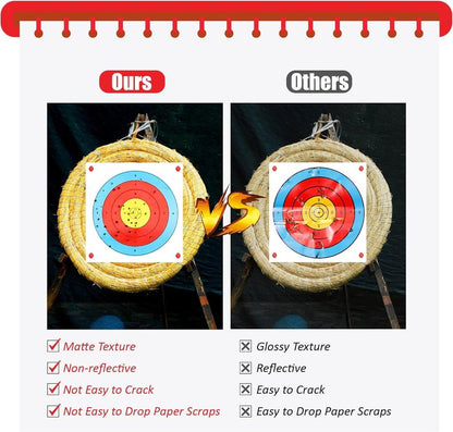 Archery Targets Paper - 20/50 Pack Bow & Arrow Targets for Hunting | 10/5 Rings, 16x16/15.7x15.7in