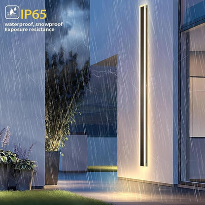 Modern Outdoor Wall Light, 71 Inch 3000K-6000K Dimmable Outdoor Wall Lights IP65 Waterproof Black Exterior Sconces Wall Lighting for House Porch Garage Patio Garden