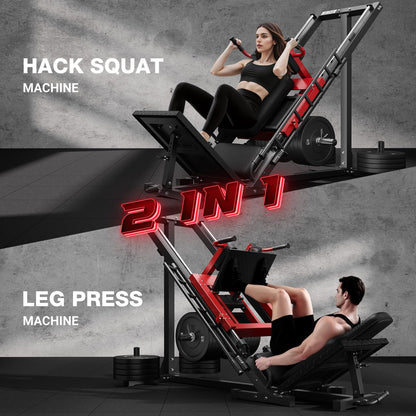 JELENS Leg Press Hack Squat Machine, Leg Machine for Home Gym with Linear Bearing, L11 Professional Adjustable Leg Exercise Machine, Lower Body Workout (Red, Classical)