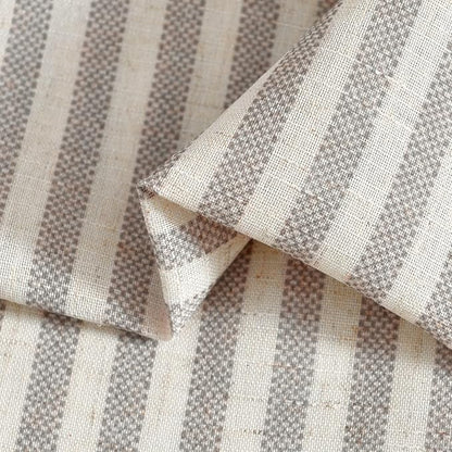 jinchan Tab Top Linen Kitchen Curtains 24 Inches Striped Tier Curtains Farmhouse Modern Cafe Style Small Window Treatments Airy Light Filtering Rod Pocket for Living Room Bathroom 2 Panels Taupe Grey