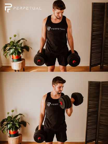 PERPETUAL Dumbbells Barbell Set with Connecting Rod 20kg/44Lb - Adjustable Dumbbells, Training Set for Men and Women. Body Workout Home Gym (20kg/44Lb)