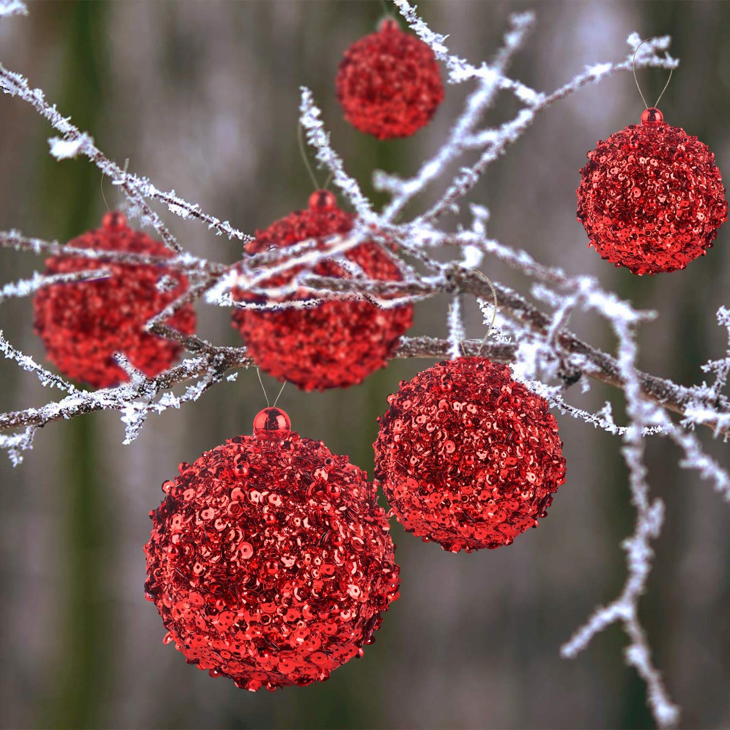ZHANYIGY 4.25" Shatterproof Christmas Ball Ornaments, 4pc Red Set for Trees and Holiday Decor