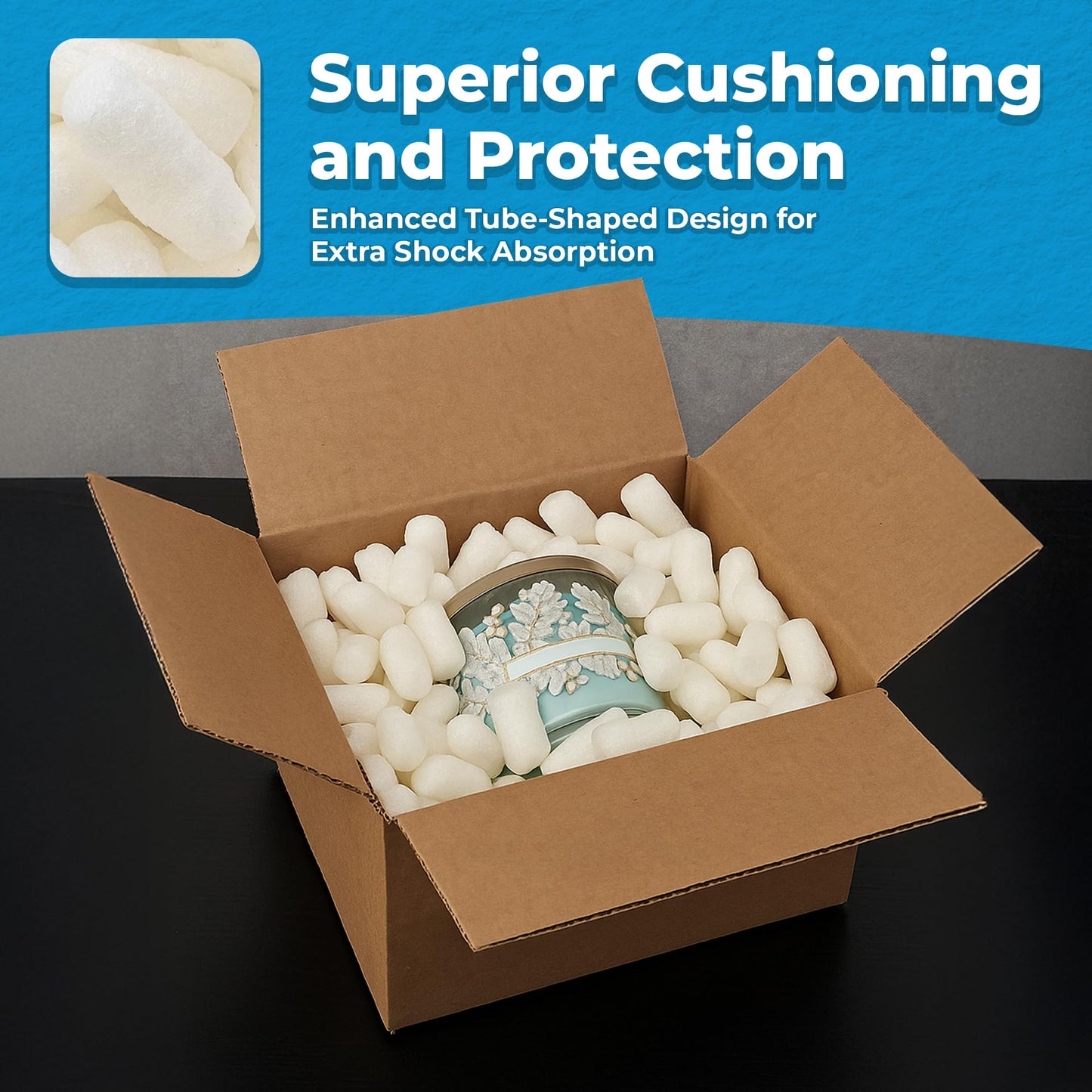 MagicWater Packing Peanuts for Shipping - 1 Cu Ft - Bio Tube Recycled Compostable & Biodegradable Void Filler - Cushion for Shipping Packaging - Dust-Free & Abrasion Resistant - Non Styrofoam