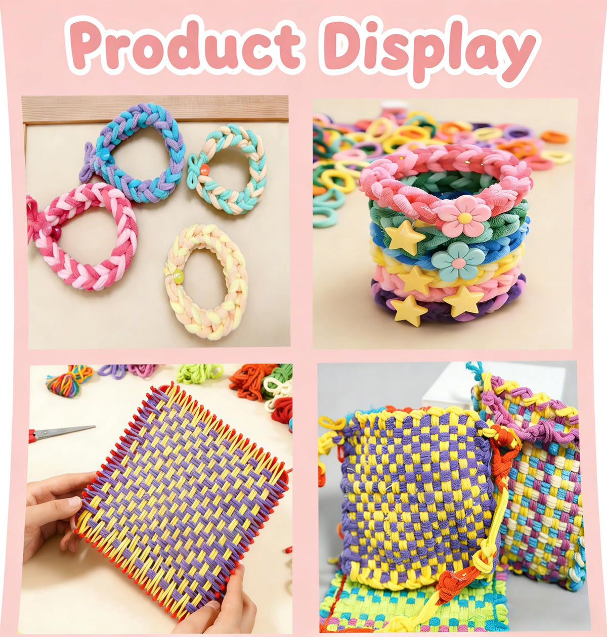 VALOZENC 800PCS Loom Refill Loops, 8 Color Loom Loops for Potholder Making Weaving Crafts Flexible DIY for Family Projects