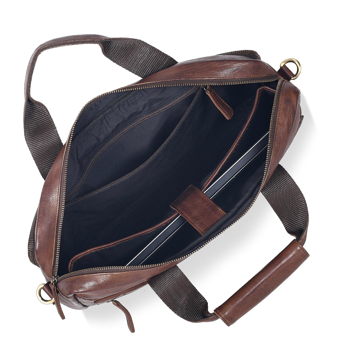 Oak Leathers Leather Messenger Bag for Men and Women - Laptop Briefcase Bag For College, Office, Adjustable Shoulder Strap (Brown Vintage New)