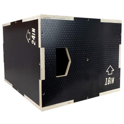 Ultra Fitness Gear Wooden Plyo Box, 31 Plyometric Jump Training Squat, Step Up, Jumps & More Workout Size S, M, L, XL, Home Gym Exercise Equipment (Black Anti-Slip, Large 24/20/16)