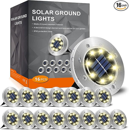 INCX Solar Lights Outdoor Waterproof,16 Pack Solor Ground Light for Outside, Solar Garden Lights Landscape Lighting for Patio Pathway Lawn Yard Deck Driveway Walkway, Warm White