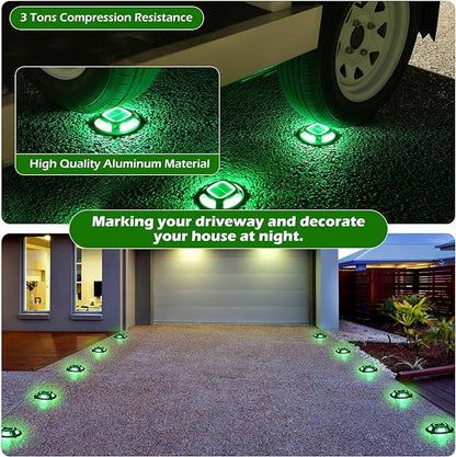 AGPTEK Solar Driveway Lights Outdoor 1 Pack, 2 Color Modes LED Deck Dock Marine Waterproof Security Marker Lights for Step Sidewalk Stair Garden Pathway Walkway Yard(Green/Red)