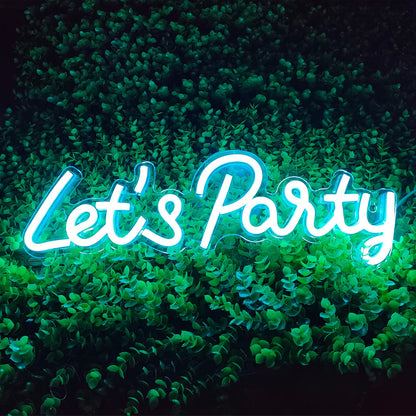 Let's Party Neon Sign, LED Neon Lights for Bedroom Wall Decor, Art Decorative Lights for Bachelorette Party, Engagement Party, Birthday Party, Living Room, Gamer Room Decor Aesthetic (Warm White)