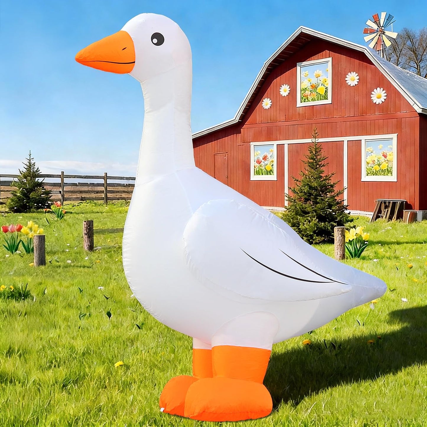 DomKom 6FT Goose Inflatables Christmas Spring, Farm Ranch Blow up Animals Cute, Decorations Outdoor Yard Built-in LED Lights Big Large Decor Party Lawn Holiday Outside