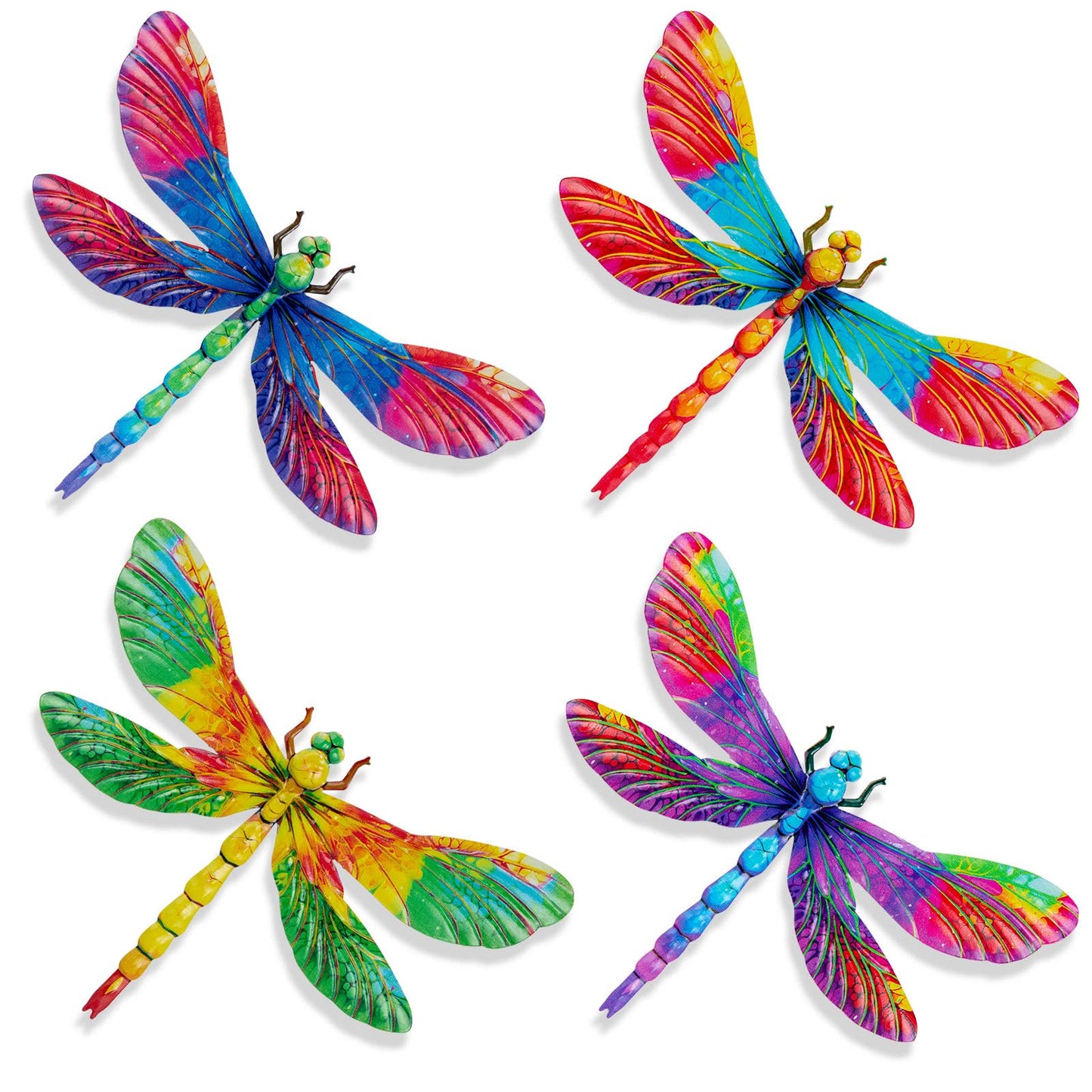 SUNREEK Metal Dragonfly Wall Decor, 9 Inches Dragonfly Outdoor Wall Art for Fence Garden Yard Patio Decorations