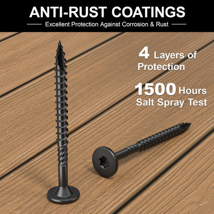 FMhotu 2-7/8 Inch Heavy-Duty Outdoor Wood Screws Assortment Fastener Kit, 50Pcs Star Drive Deck Screws, Rust Resistant Timber Screws for Timber/Log/Landscaping Wood (#14 x 2-7/8" Black)