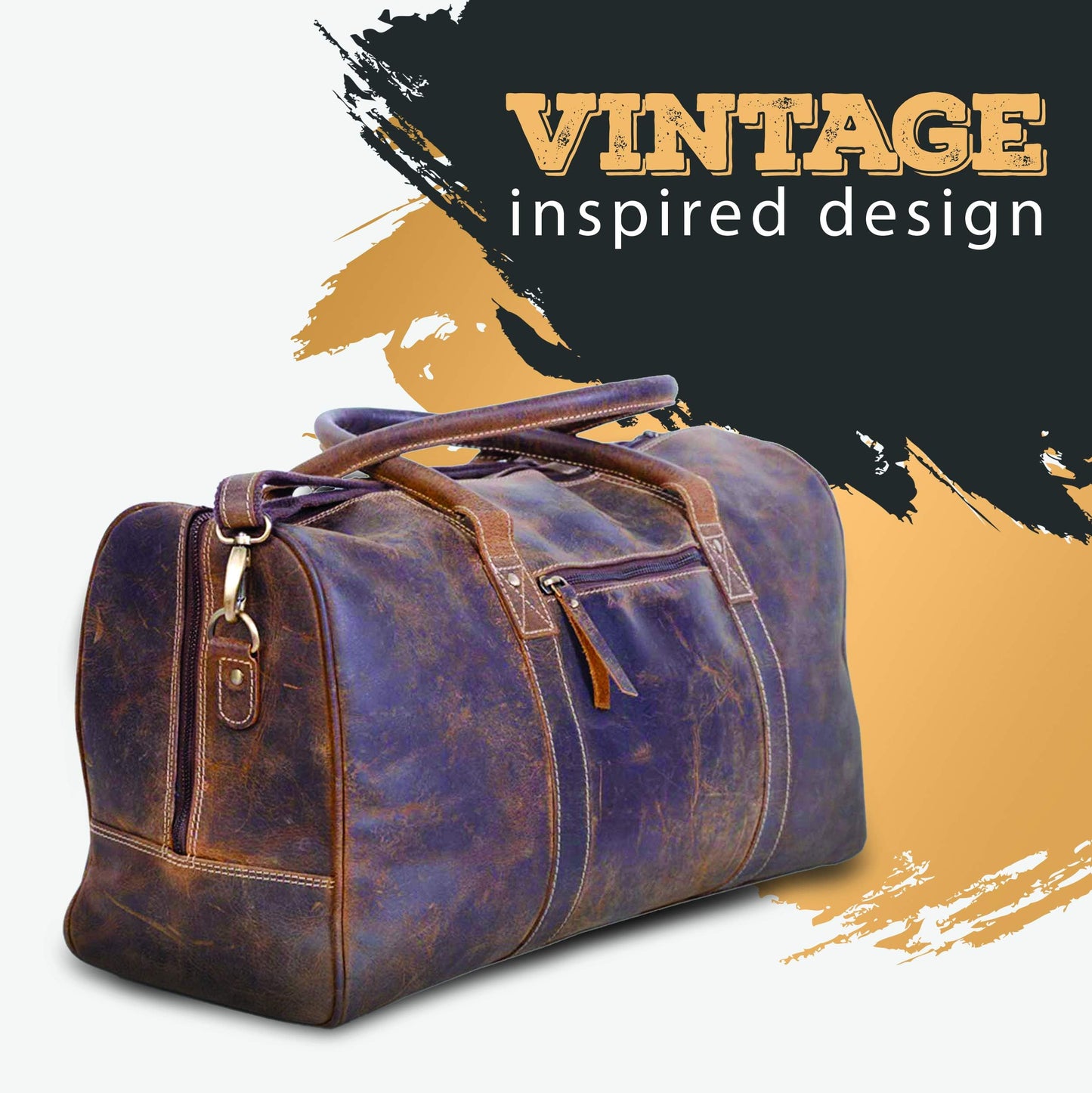 KomalC 24 Inch Leather Duffle Bags for Men and Women Travel Overnight Weekend Bag Sports Gym Duffel for Men