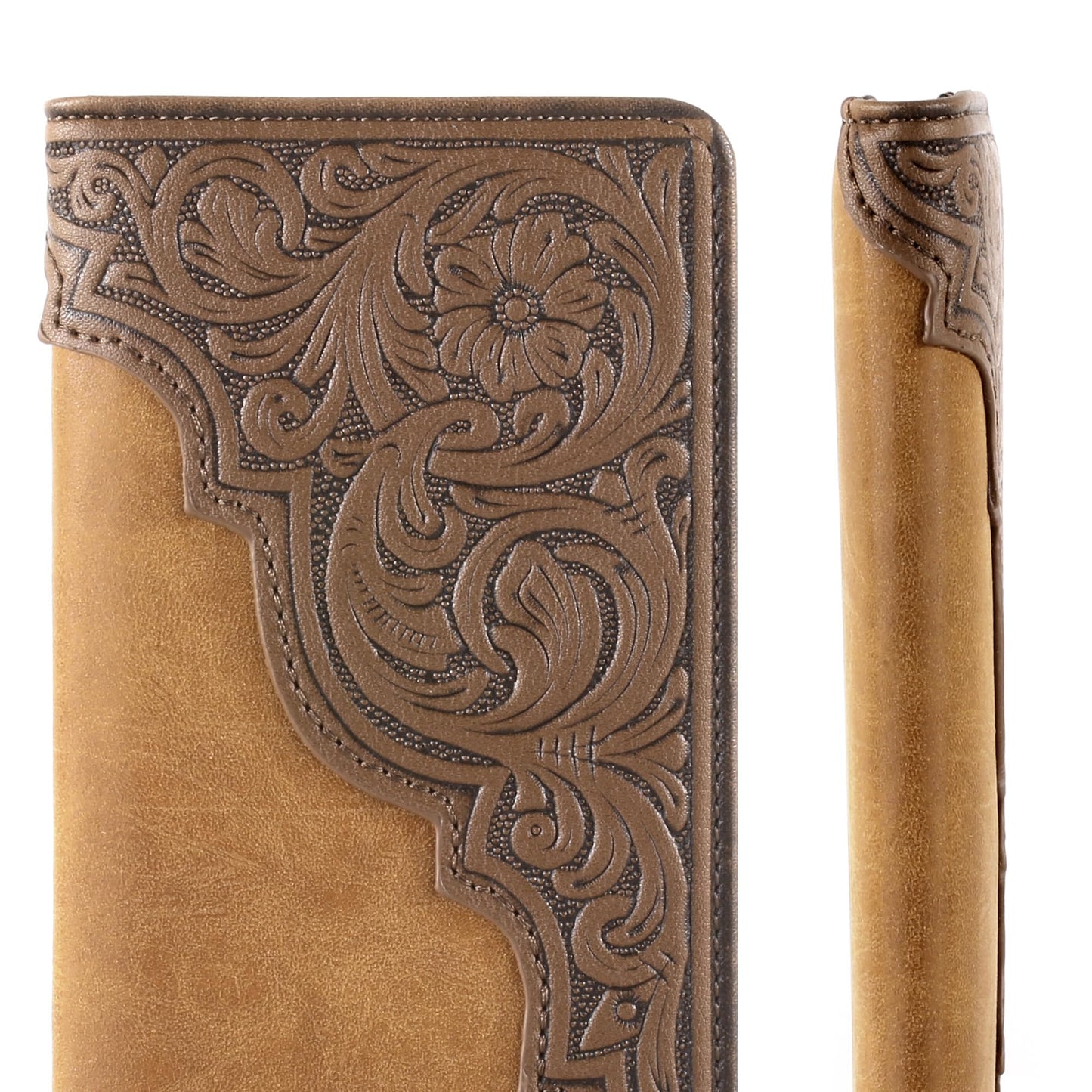 Montana West Western Wallet for Men Long Bifold Wallet with Card Slots RFID Blocking Cowboy Vintage Checkbook Wallet Gift for Men