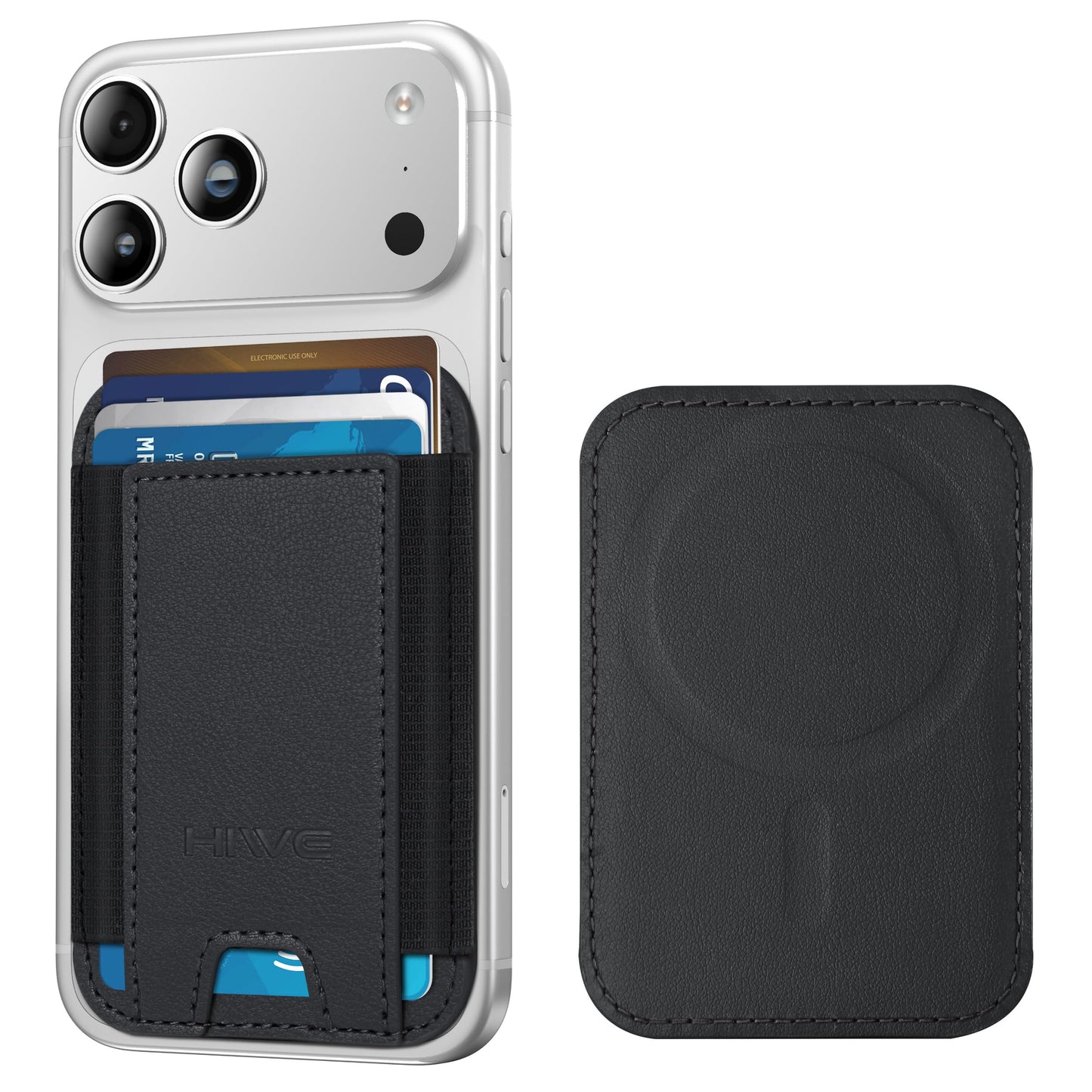HiWe for MagSafe Wallet, 7 Cards Holder with RFID Blocking, Stronger Magnetic Wallet for iPhone 17/16/15/14/13/12 Series, Vegan Leather Minimalist Slim, 1 Slot, Black