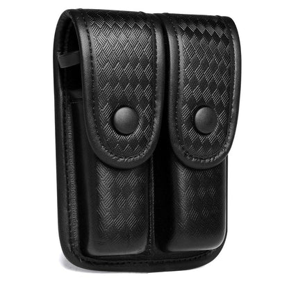 TACNEX Double Magazine Pouch for Duty Belt Pistol Mag MOLLE Holster Basket Weave Mag Holder Handgun OWB Mag Carrier Compatible w/ .380, 9mm & 40 Cal Police Law Enforcement Security Gear Accessories
