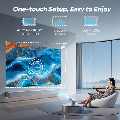 [270°Adjustable Stand/Electric Focus/600ANSI]Mini-Projector with WiFi and Bluetooth, Native 1080P 4K Portable Outdoor Movie Projector, Auto Vertical Keystone, TOPTRO Smart Proyector for Phone/TV Stick