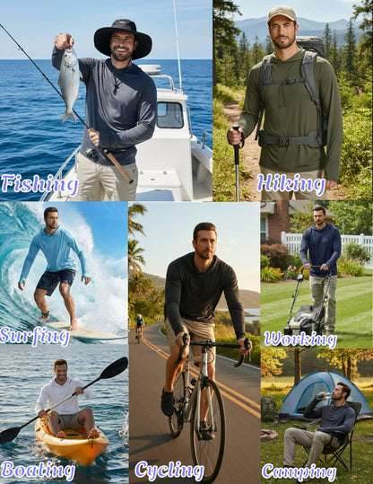 COOFANDY SPF 50+ Fishing Shirts for Men Long Sleeve Sun Protection Hoodie Lightweight Outdoor Hiking Running Rash Guard Dark Gray